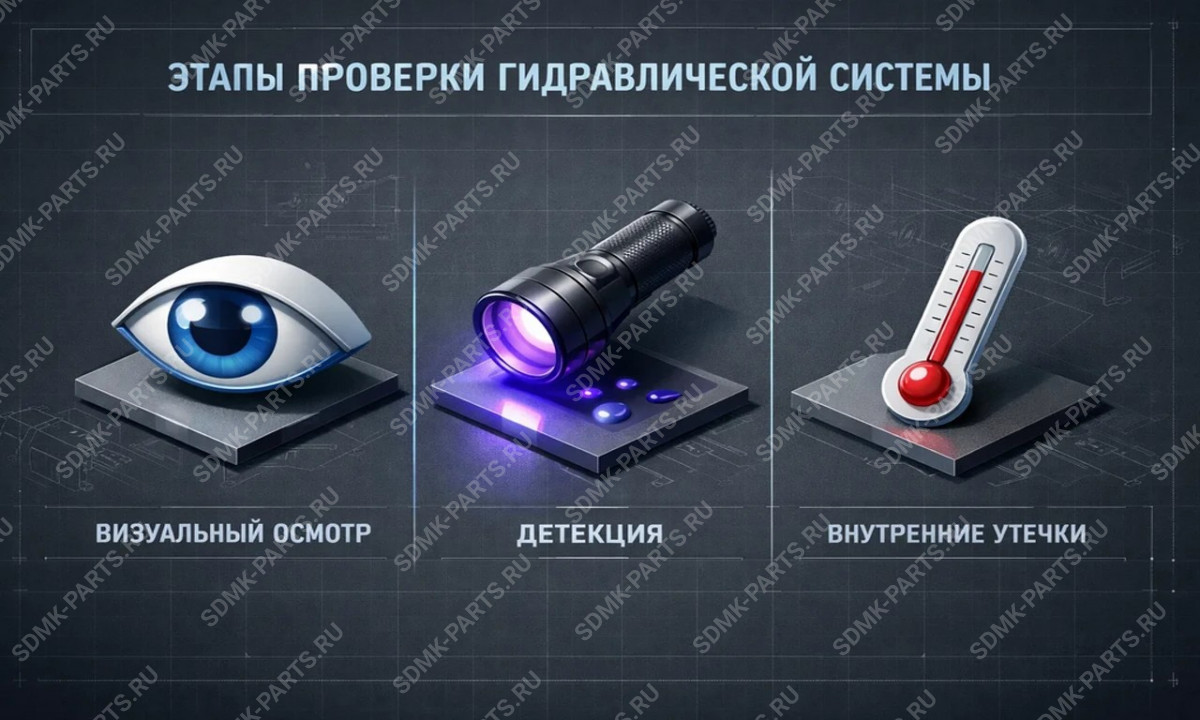 Схема методов обнаружения утечек гидравлического масла